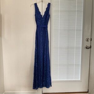 Royal blue lace evening gown